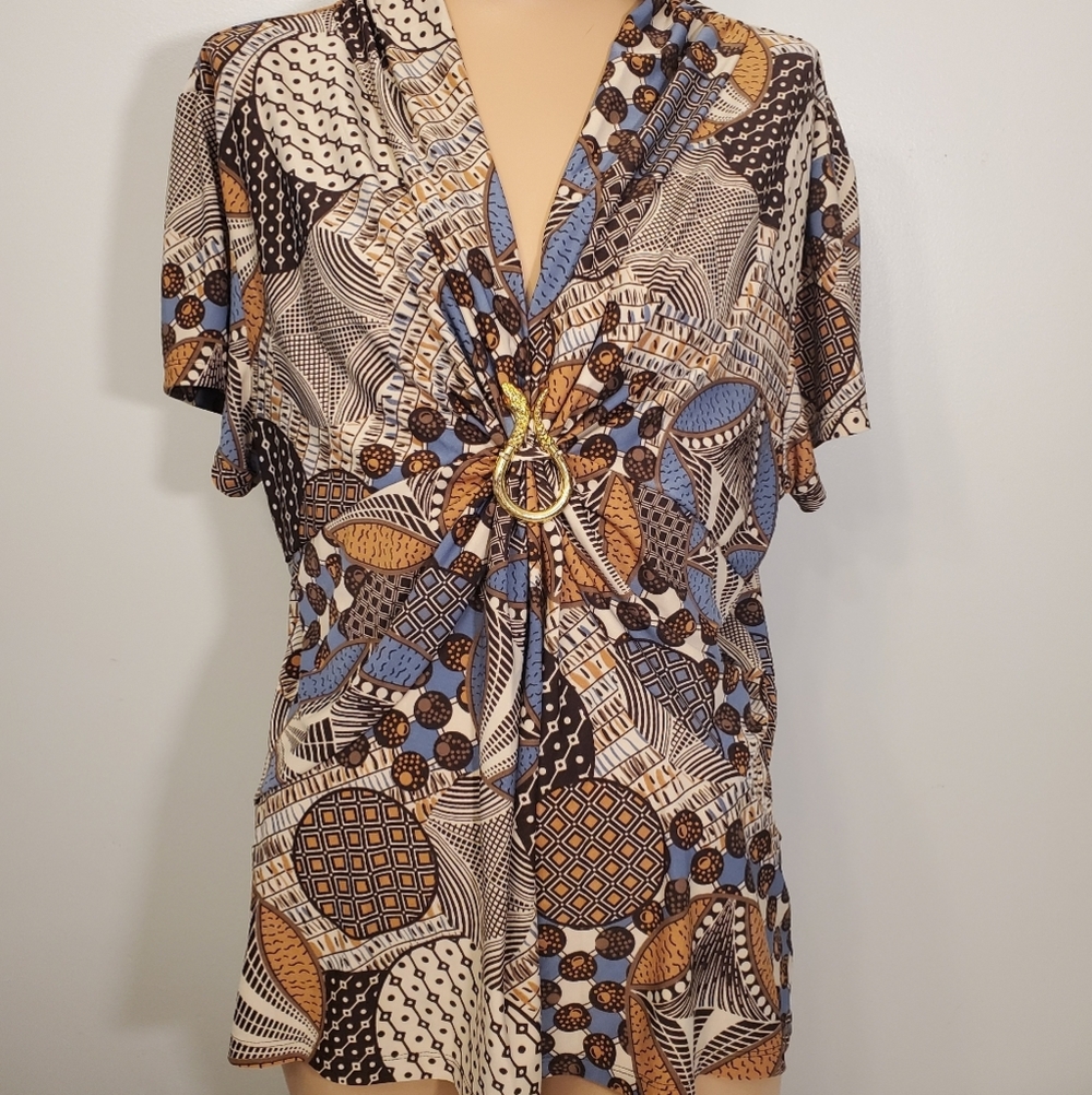 D.F.A New York printed Blouse w/Snake Detail